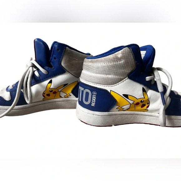 Pokémon x adidas Basketball Sneakers Size 2 Pikachu Blue White Red High Tops - Picture 5 of 8